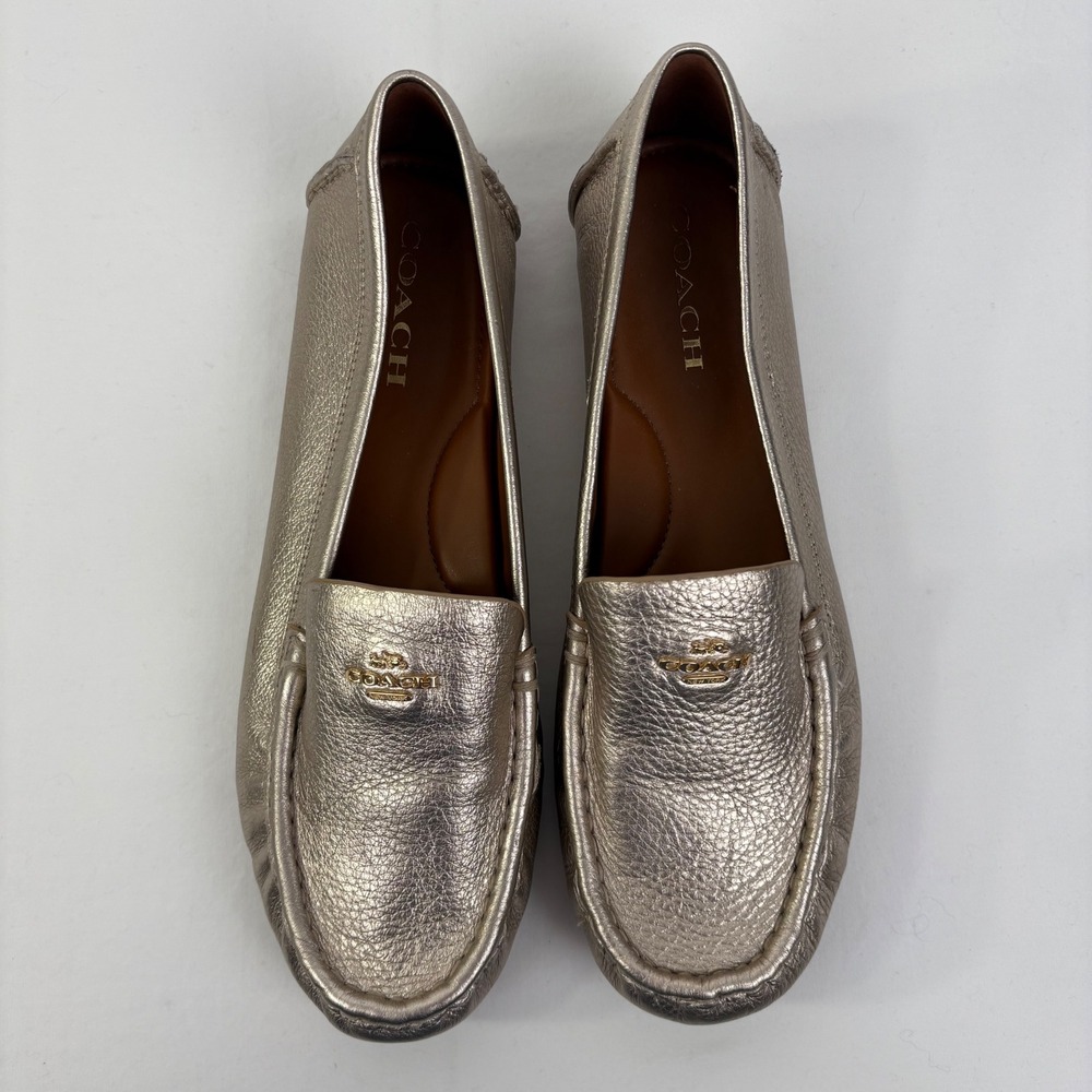 Coach Marley Driver Metallic Champagne Gold Leather Loafers G5200 Womens 10B - Picture 5 of 12